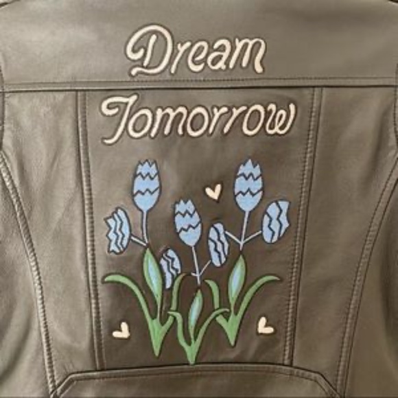 Maje Dream Tomorrow Embroidered Leather Jacket - Picture 4 of 5